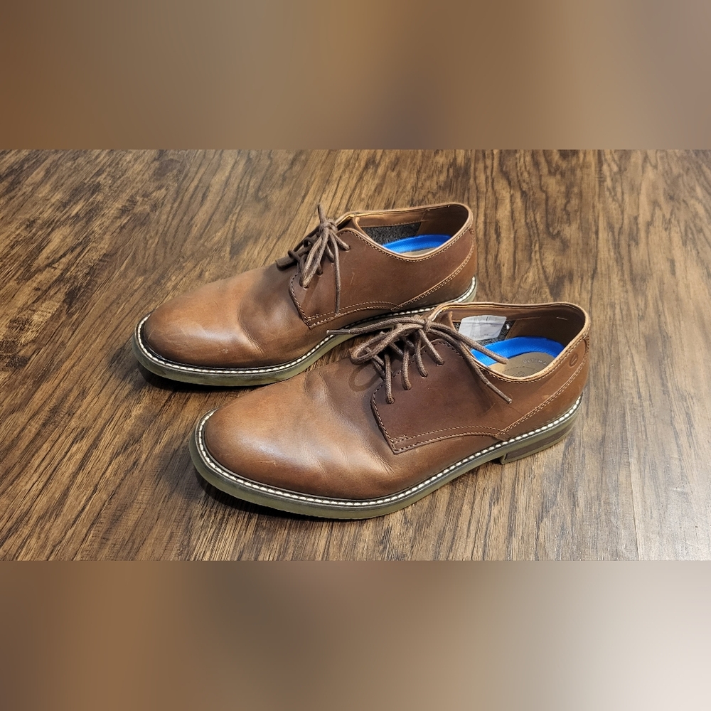 Clark's Jaxen Low Lace Up Brown Leather Oxfords Size 8 - Picture 2 of 7
